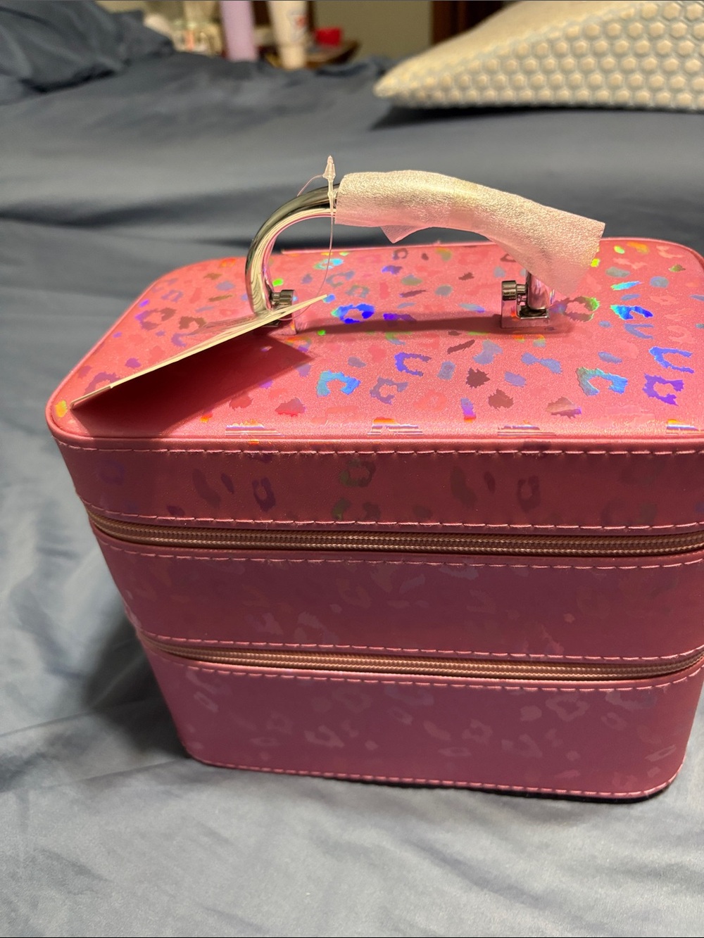 Imoshion Pink Holographic Leopard Makeup Case double size nwt - Picture 11 of 16